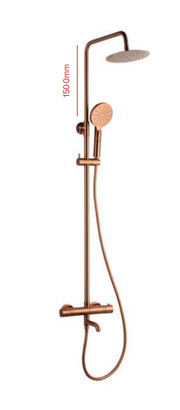 Exposed thermostatic shower mixer with rigid rise kit 3 outlets