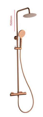 Exposed Thermostatic shower mixer with rigid rise kit 2 outlets