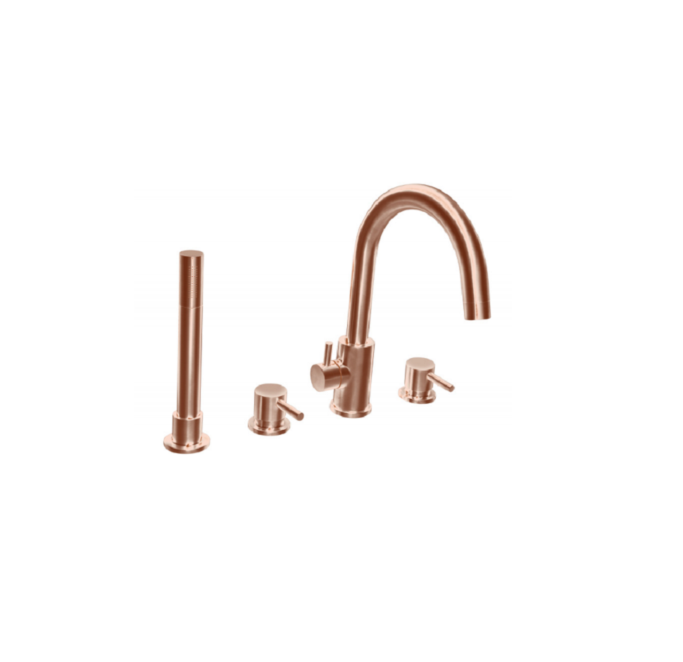 4 Hole Deck Mounted Bath Shower Mixer with Kit